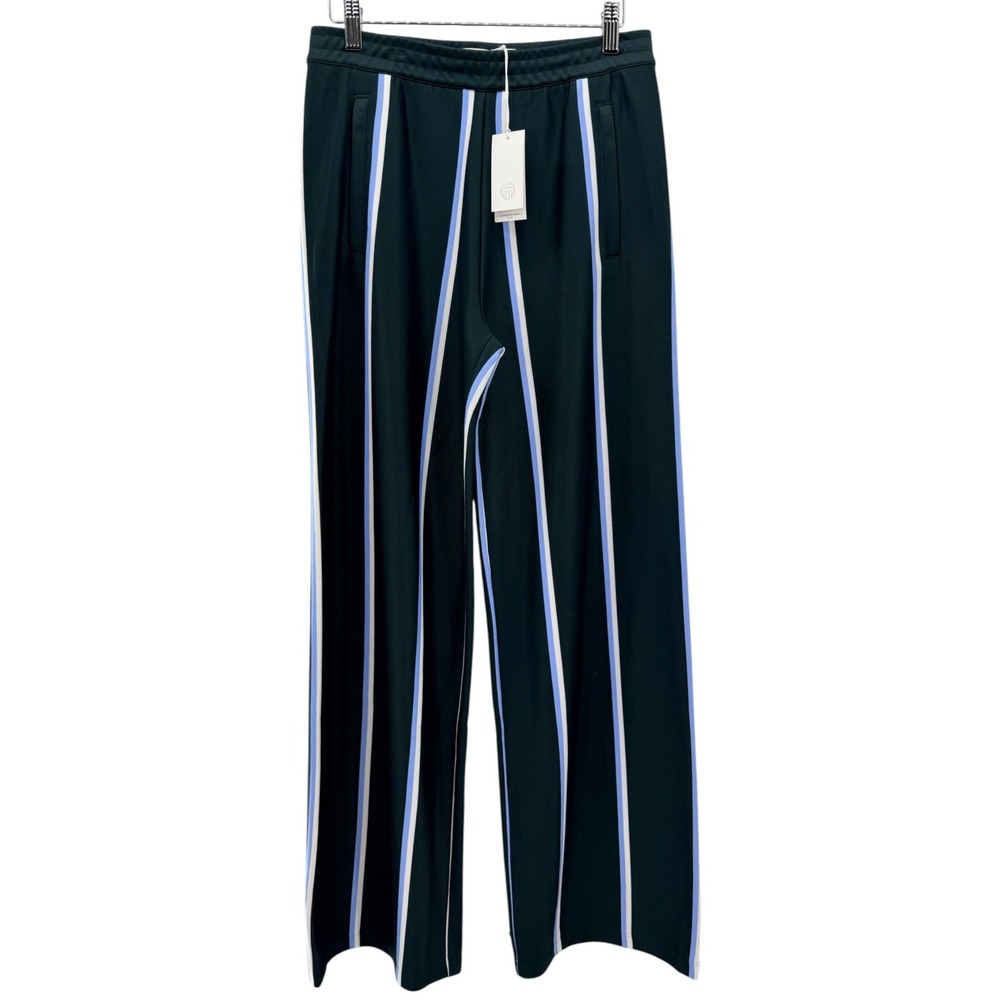 Tory Burch Sport Conifer Twin Stripe Track Pants S Forest Green Retro Wide Leg